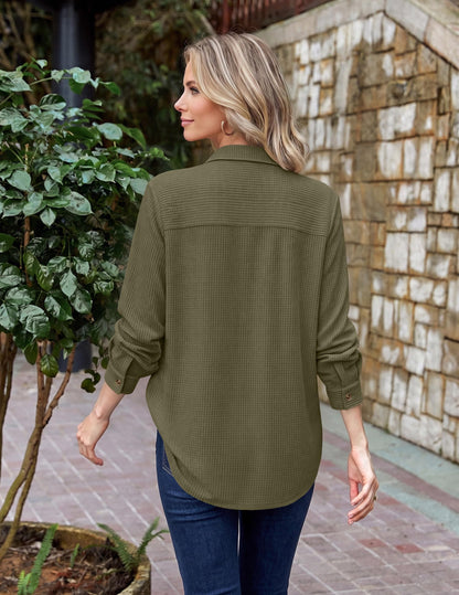 Waffle Knit Button-Down Shacket