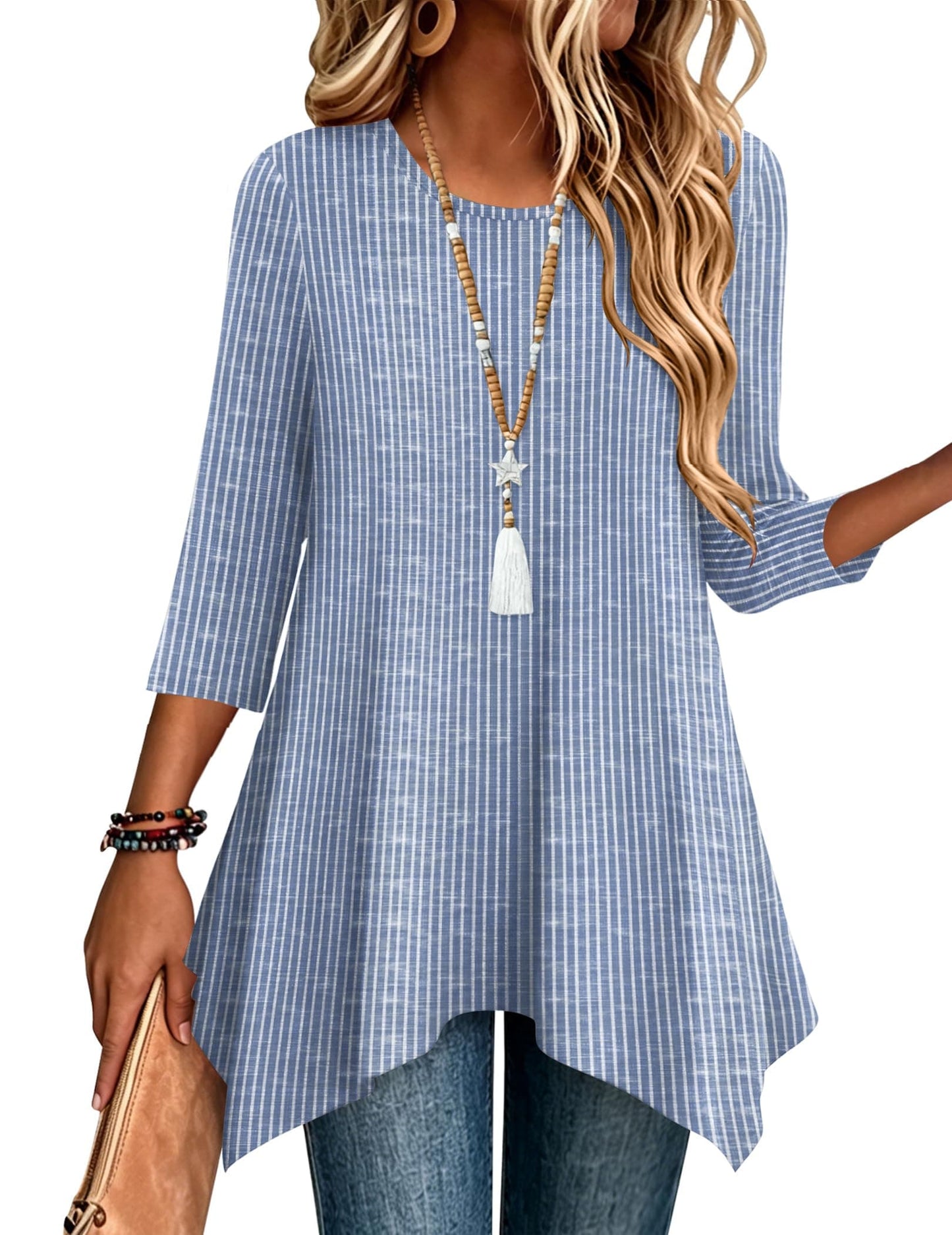 3/4 Sleeve Asymmetrical Tunic Top