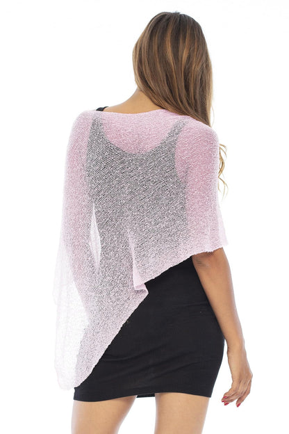 Women's Sheer Poncho Shrug Bolero, Lightweight Summer Shrug Pullover Sweater