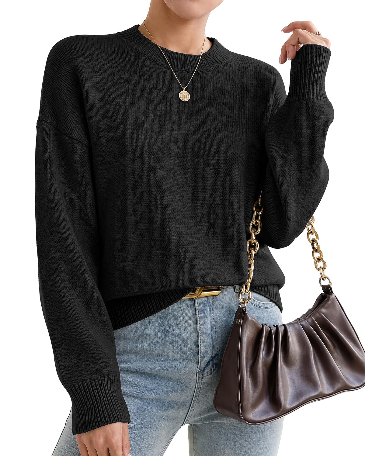 Oversized Cashmere-Blend Crewneck Sweater The Nichole Collection