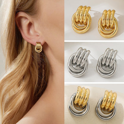 Geometric Gold Knot Statement Earrings The Nichole Collection - Official Site
