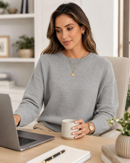 Oversized Cashmere-Blend Crewneck Sweater The Nichole Collection