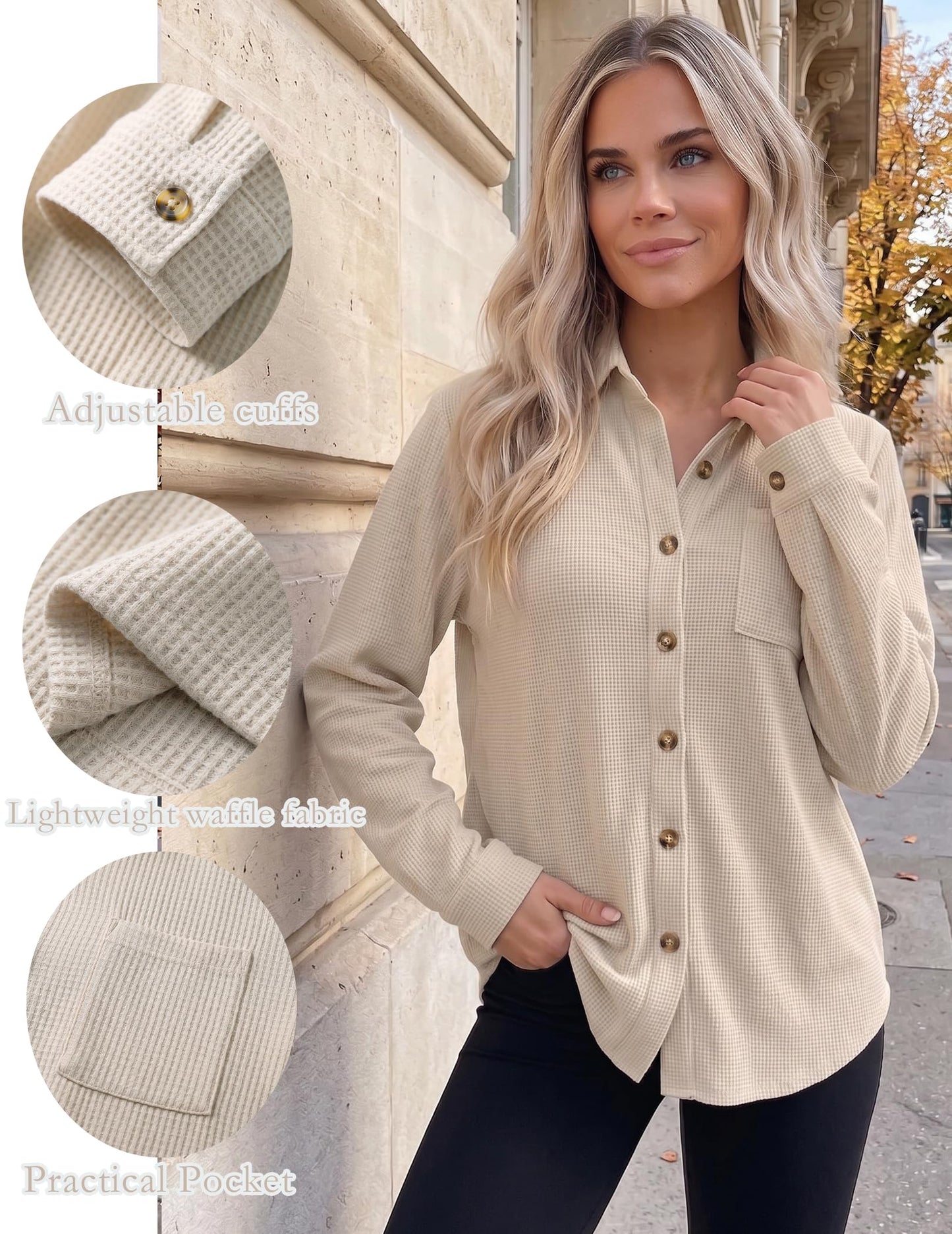 Waffle Knit Button-Down Shacket