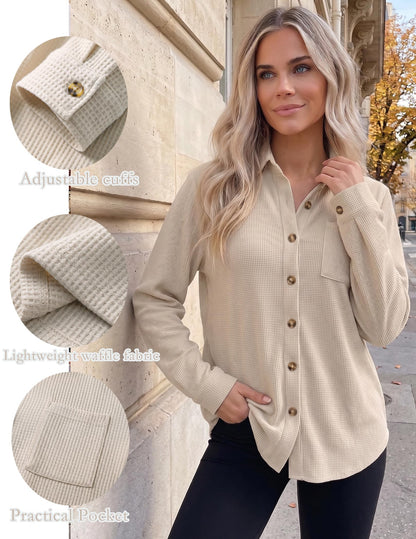 Waffle Knit Button-Down Shacket