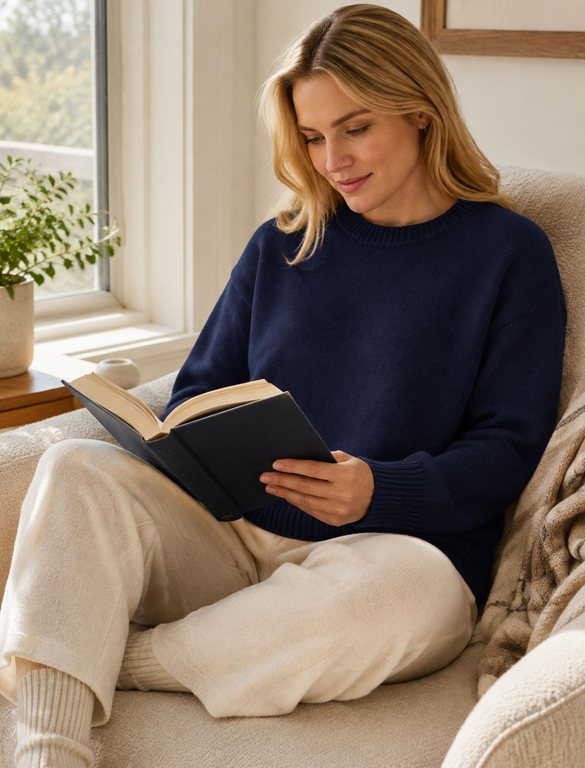 Oversized Cashmere-Blend Crewneck Sweater The Nichole Collection