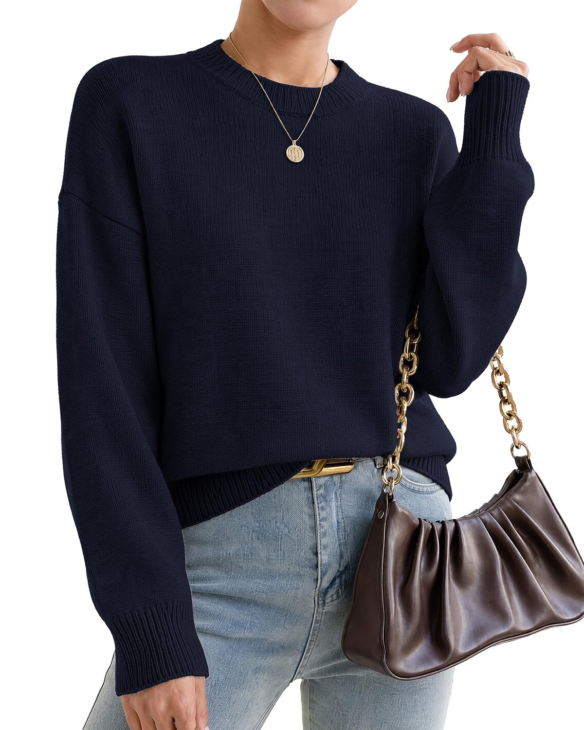 Oversized Cashmere-Blend Crewneck Sweater The Nichole Collection