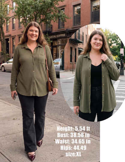 Waffle Knit Button-Down Shacket