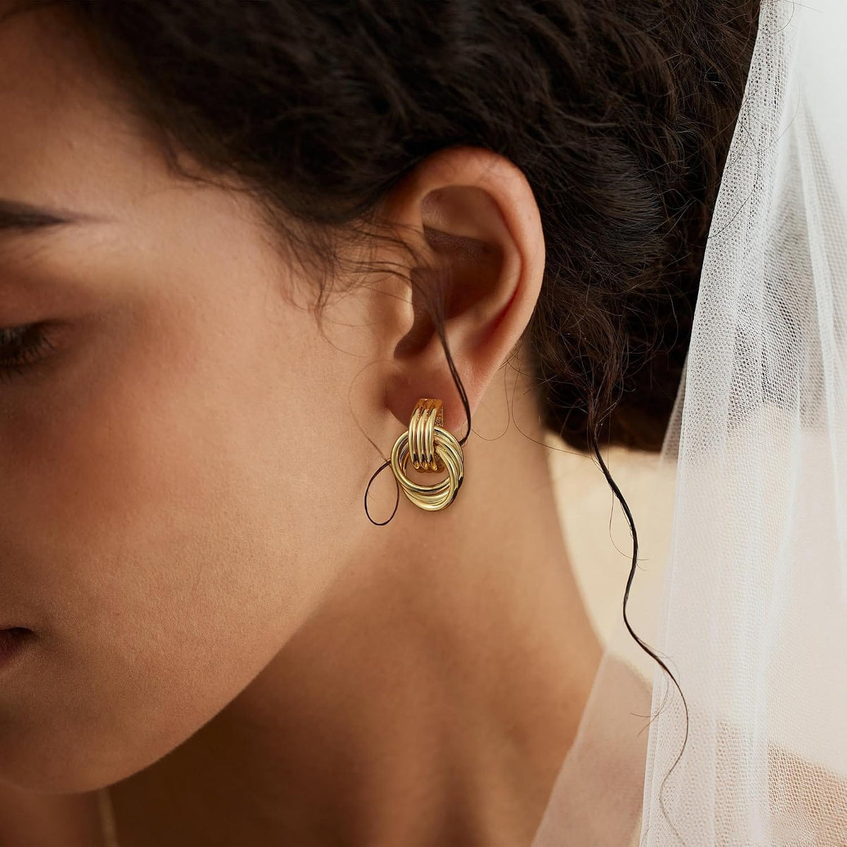 Geometric Gold Knot Statement Earrings The Nichole Collection - Official Site