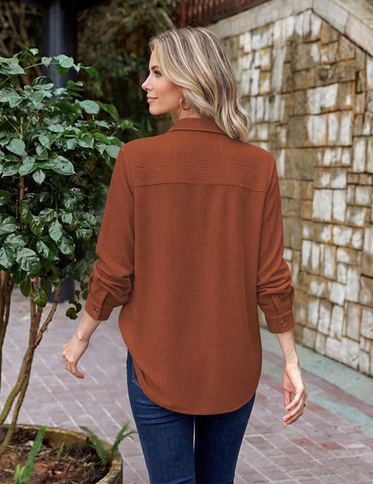 Waffle Knit Button-Down Shacket