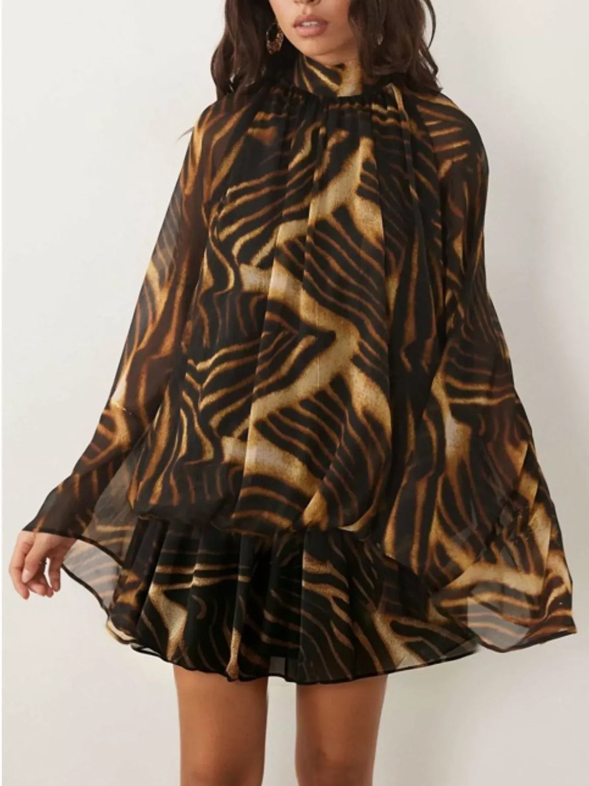 Tie-Back Layered Flare-Sleeve Mini Dress The Nichole Collection - Official Site