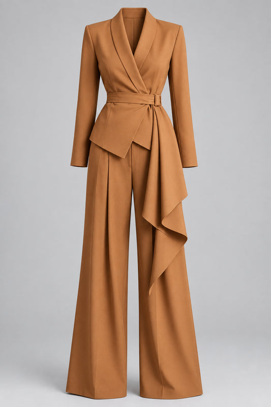 Belted Blazer & Wide-Leg Pants Set The Nichole Collection - Official Site