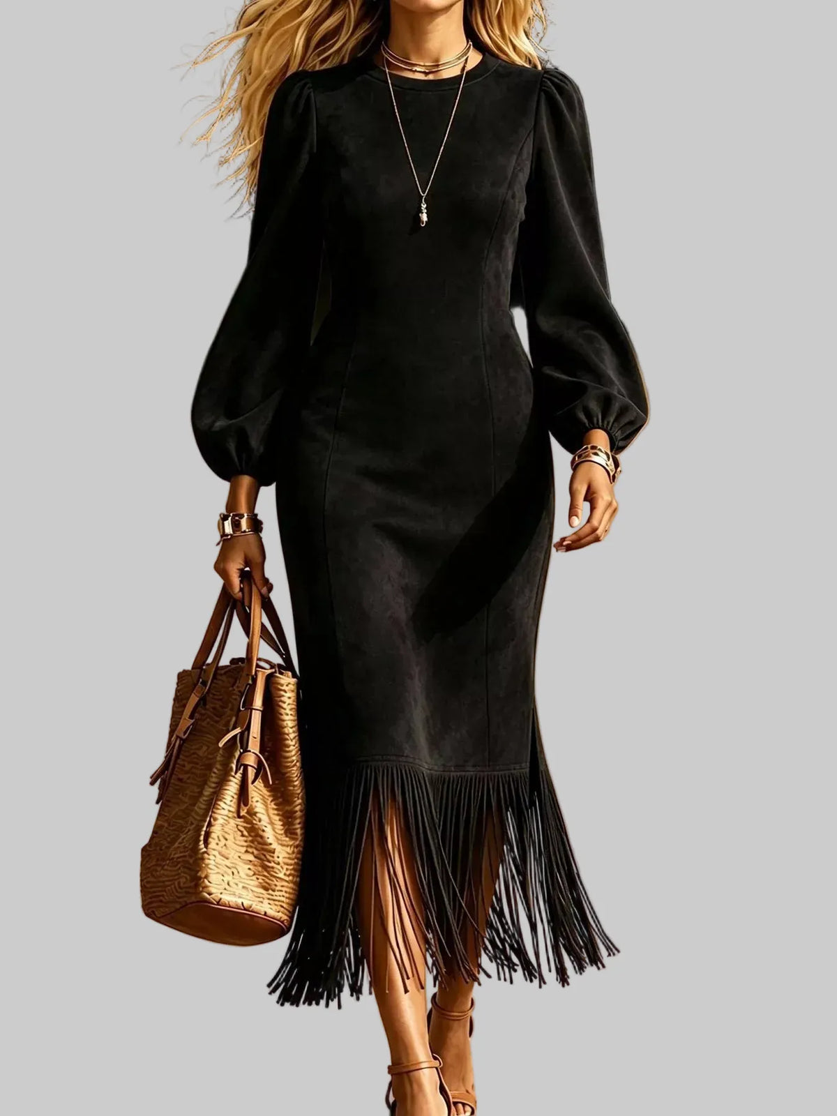 FRINGE HEM MIDI DRESS The Nichole Collection - Official Site