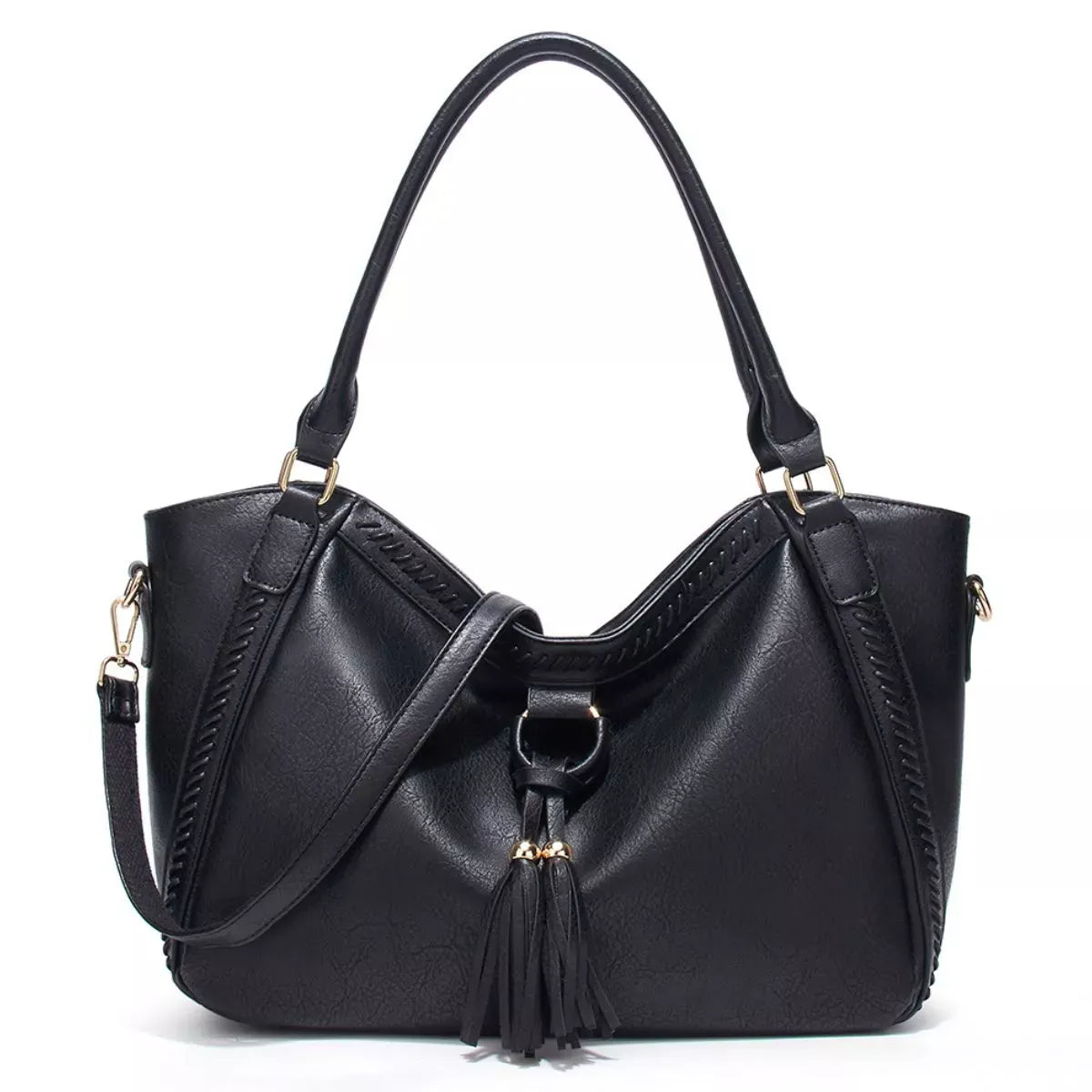 TASSEL-DETAIL FAUX LEATHER SHOULDER BAG The Nichole Collection - Official Site