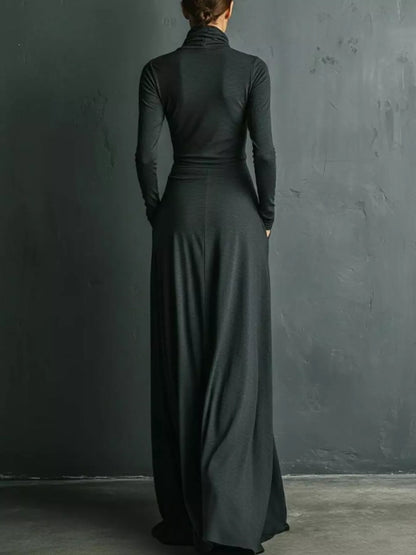 Long-Sleeve Ruched Turtleneck Maxi Dress The Nichole Collection - Official Site