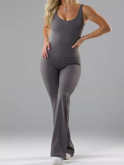 Seamless Scoop-Neck Flared Jumpsuit The Nichole Collection - Official Site