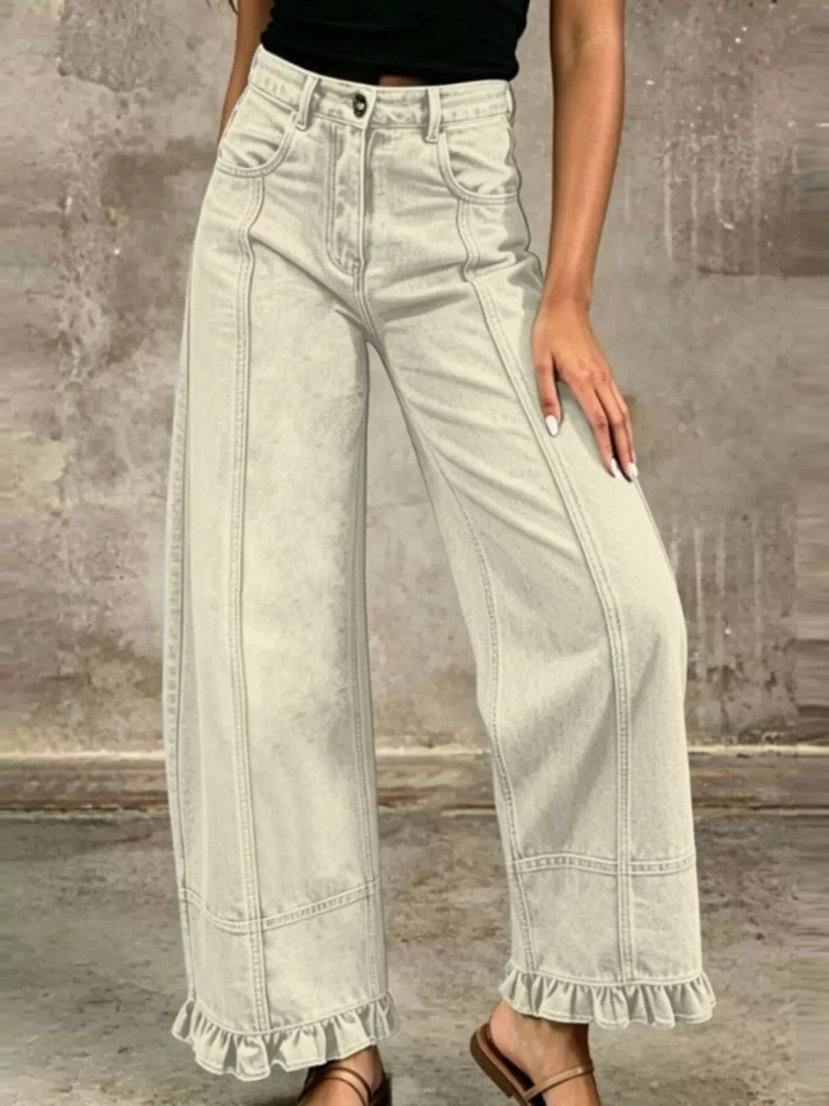 RUFFLE-HEM WIDE-LEG JEANS The Nichole Collection - Official Site