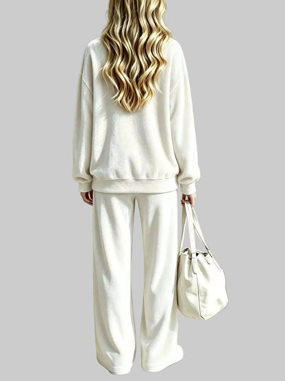 Velvet Dropped-Shoulder Top & Wide-Leg Pants Set The Nichole Collection - Official Site