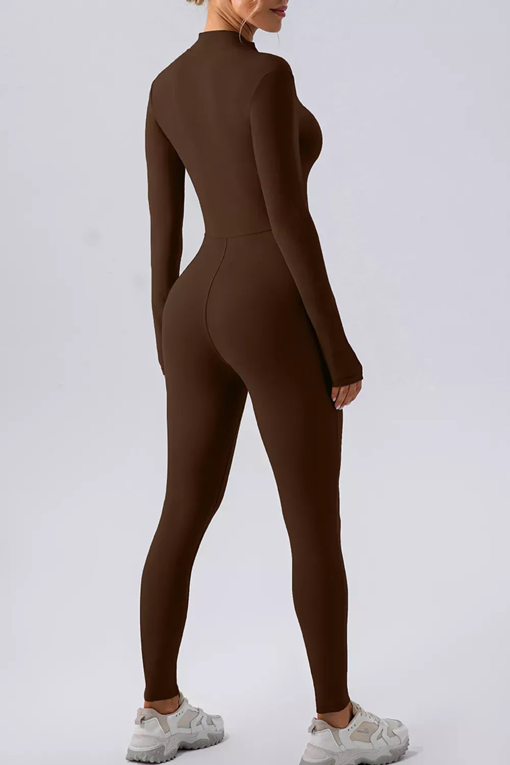 Half-Zip Mock-Neck Active Jumpsuit - Dark Blue / S