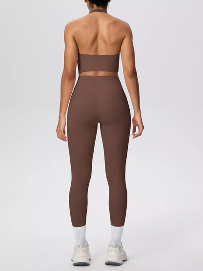 Halter-Neck Crop Top and High-Waisted Leggings Active Set The Nichole Collection - Official Site