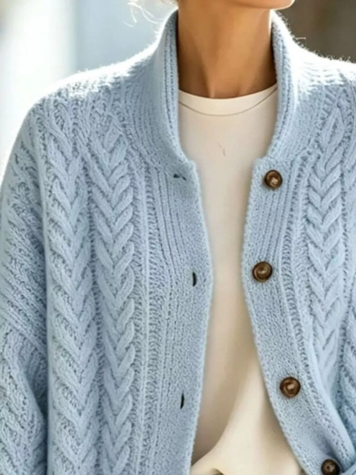Cable-Knit Button-Down Long Cardigan The Nichole Collection