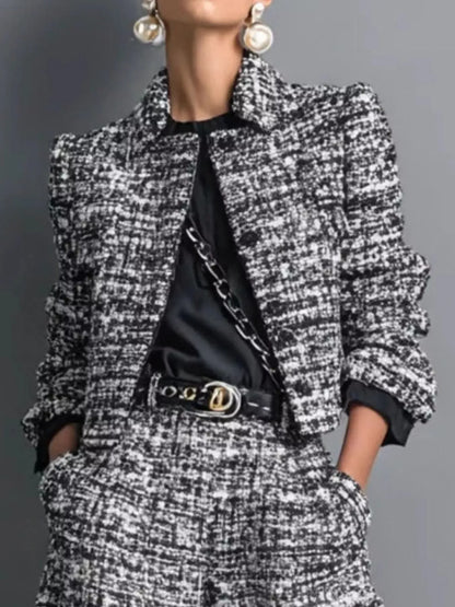 Tweed Cropped Jacket & Wide-Leg Pants Set The Nichole Collection - Official Site