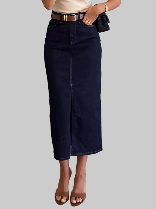 Front-Slit Denim Skirt The Nichole Collection