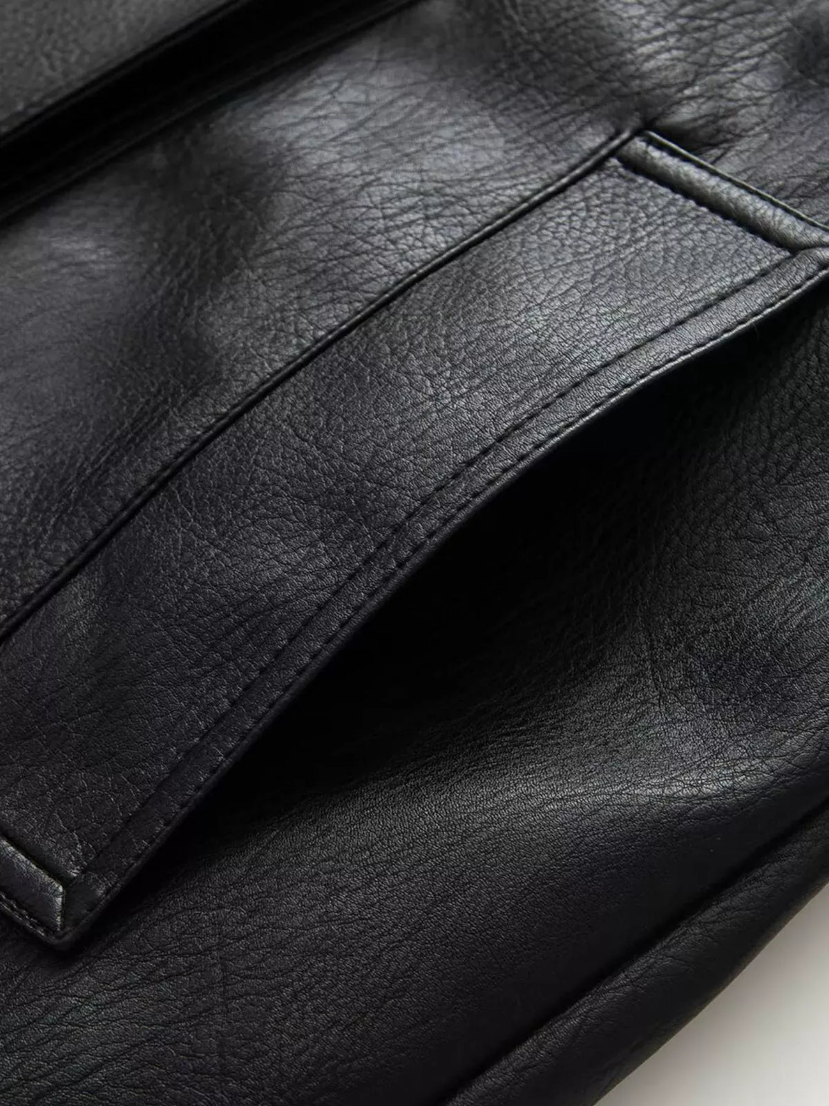 Double-Breasted Vegan Leather Belted Jacket The Nichole Collection