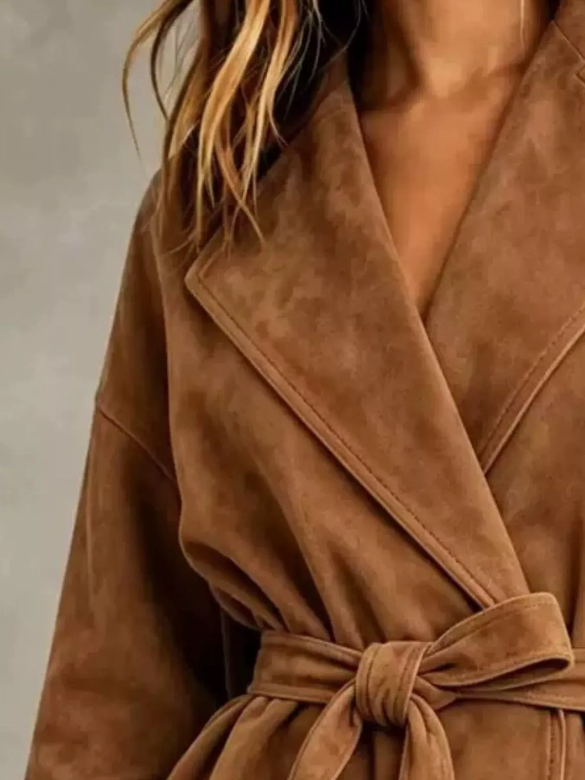 Tie-Waist Lapel Collar Jacket The Nichole Collection