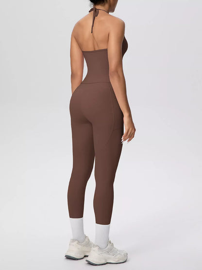 Halter-Neck Cami and High-Waisted Leggings Active Set The Nichole Collection - Official Site
