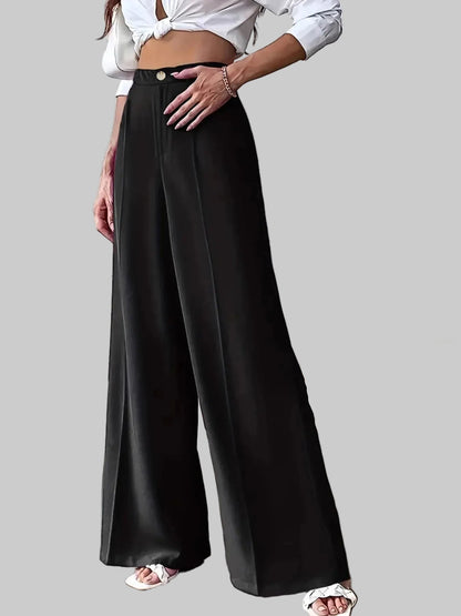 High Waist Wide Leg Trouser Pants with Pockets | The Nichole Collection