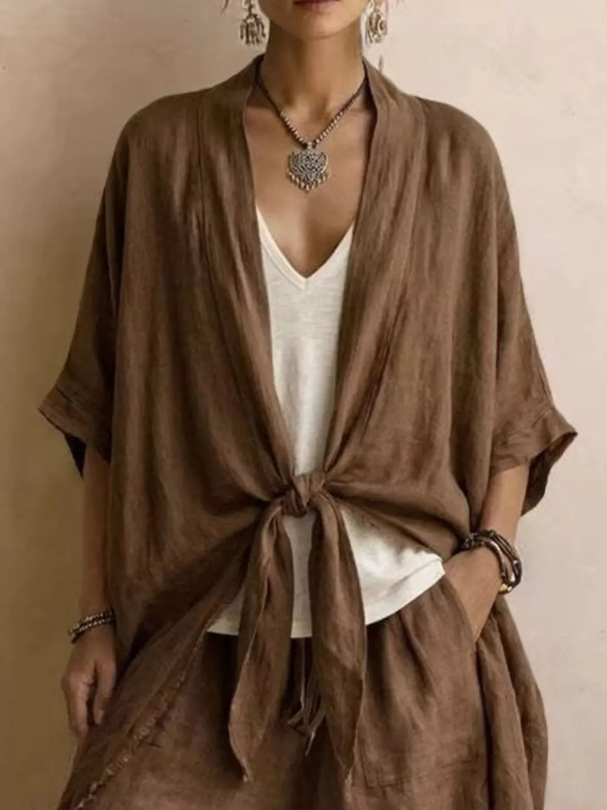 Tie-Front Cardigan & Wide-Leg Pants Set The Nichole Collection - Official Site