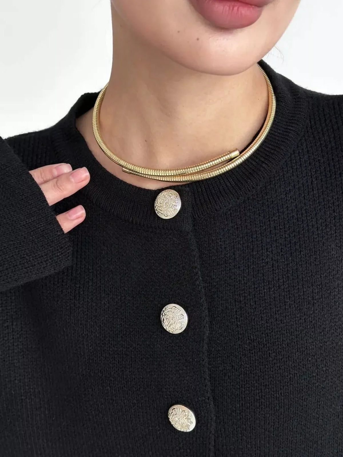 Decorative-Button Crew-Neck Knit Cardigan The Nichole Collection - Official Site