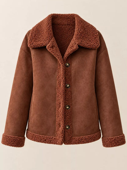 Cashmere-Blend Suede Sherpa Jacket The Nichole Collection