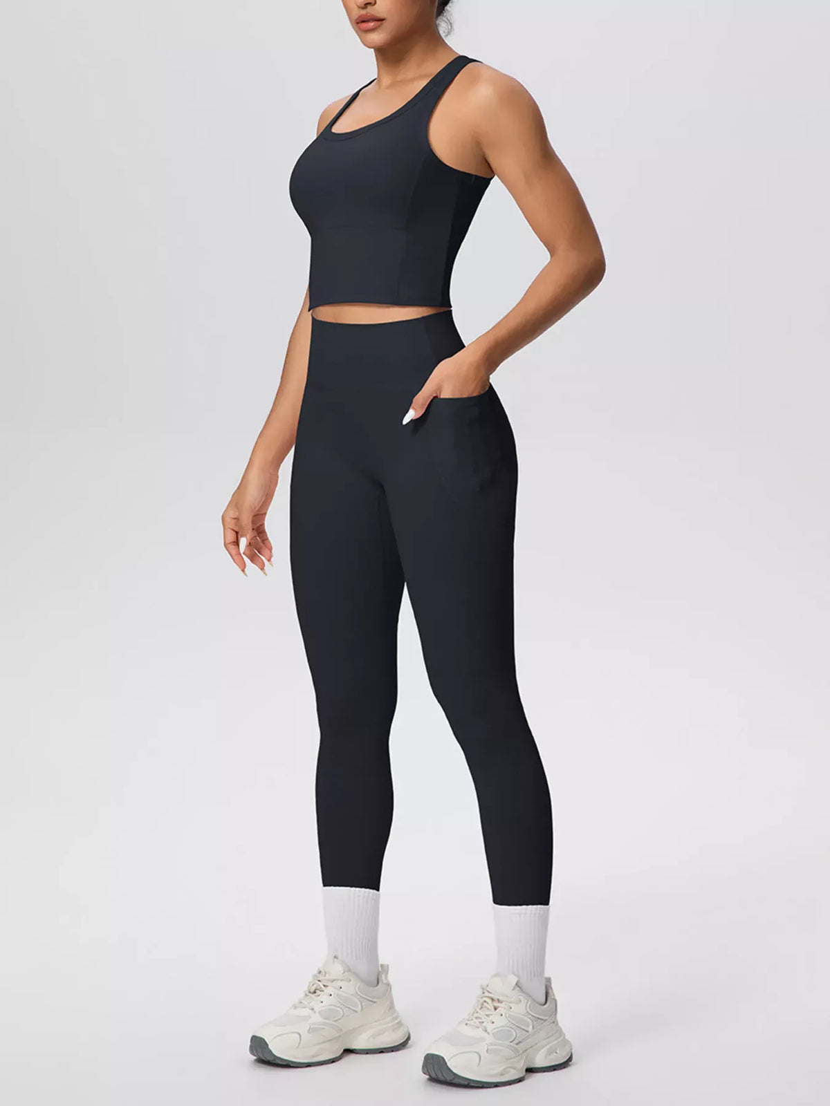 Scoop-Neck Tank and High-Waisted Leggings Active Set The Nichole Collection - Official Site
