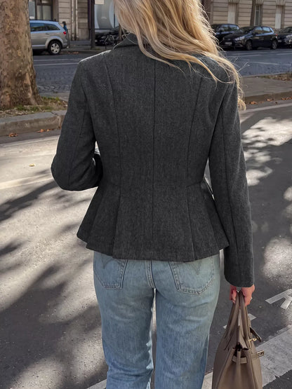 Double-Breasted Peplum Blazer The Nichole Collection