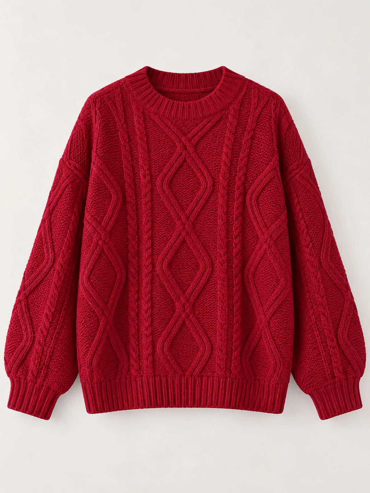 Cable-Knit Round-Neck Sweater The Nichole Collection