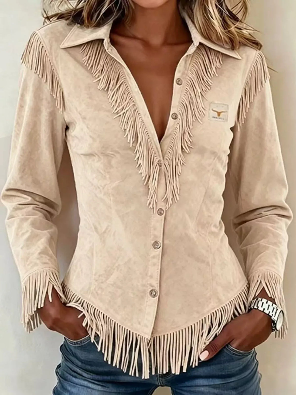 BUTTON FRONT FRINGE TOP The Nichole Collection - Official Site