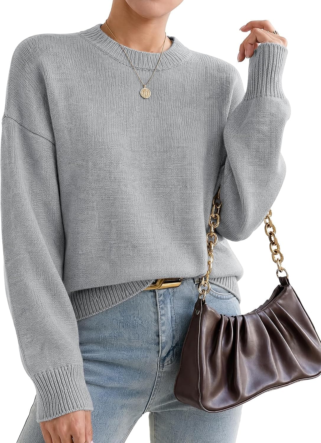 Oversized Cashmere-Blend Crewneck Sweater The Nichole Collection