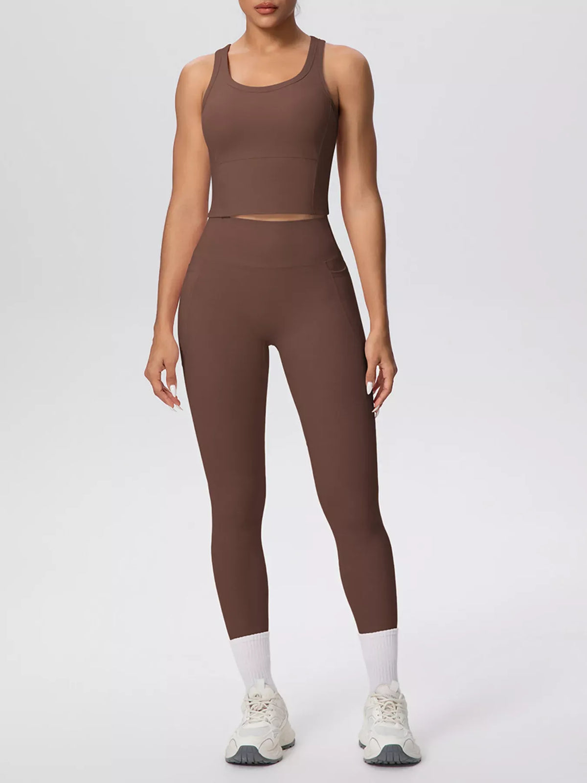 Scoop-Neck Tank and High-Waisted Leggings Active Set The Nichole Collection - Official Site