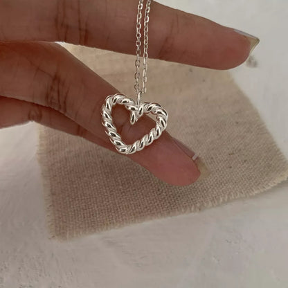 925 Sterling Silver Heart Necklace Necklace Silver / One Size The Nichole Collection