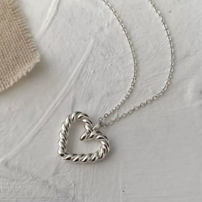 925 Sterling Silver Heart Necklace Necklace Silver / One Size The Nichole Collection