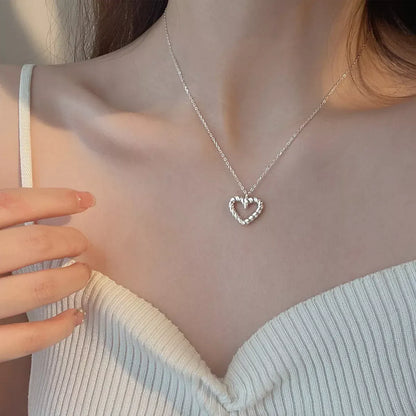 925 Sterling Silver Heart Necklace Necklace Silver / One Size The Nichole Collection