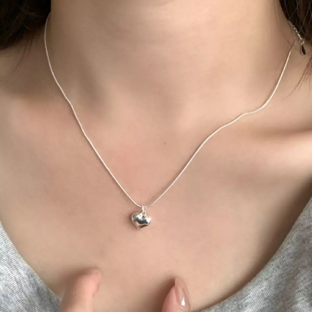 925 Sterling Silver Heart Necklace Necklace Silver / One Size The Nichole Collection