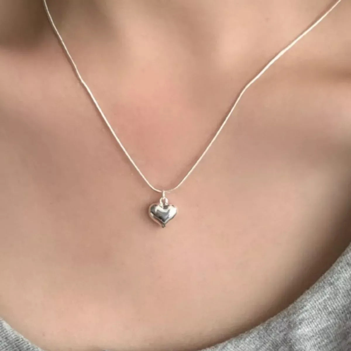 925 Sterling Silver Heart Necklace Necklace Silver / One Size The Nichole Collection