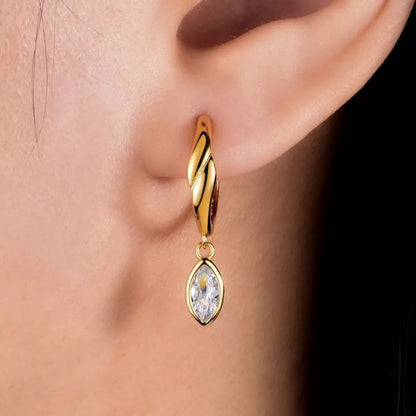 925 Sterling Silver Moissanite Hoop Drop Earrings Gold / One Size The Nichole Collection