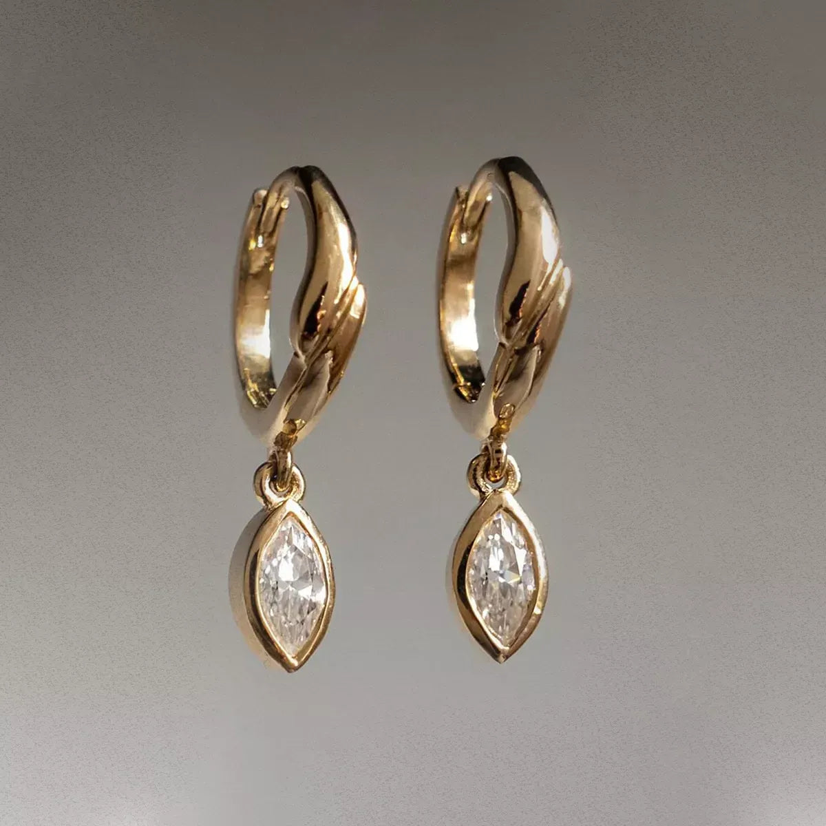925 Sterling Silver Moissanite Hoop Drop Earrings Gold / One Size The Nichole Collection