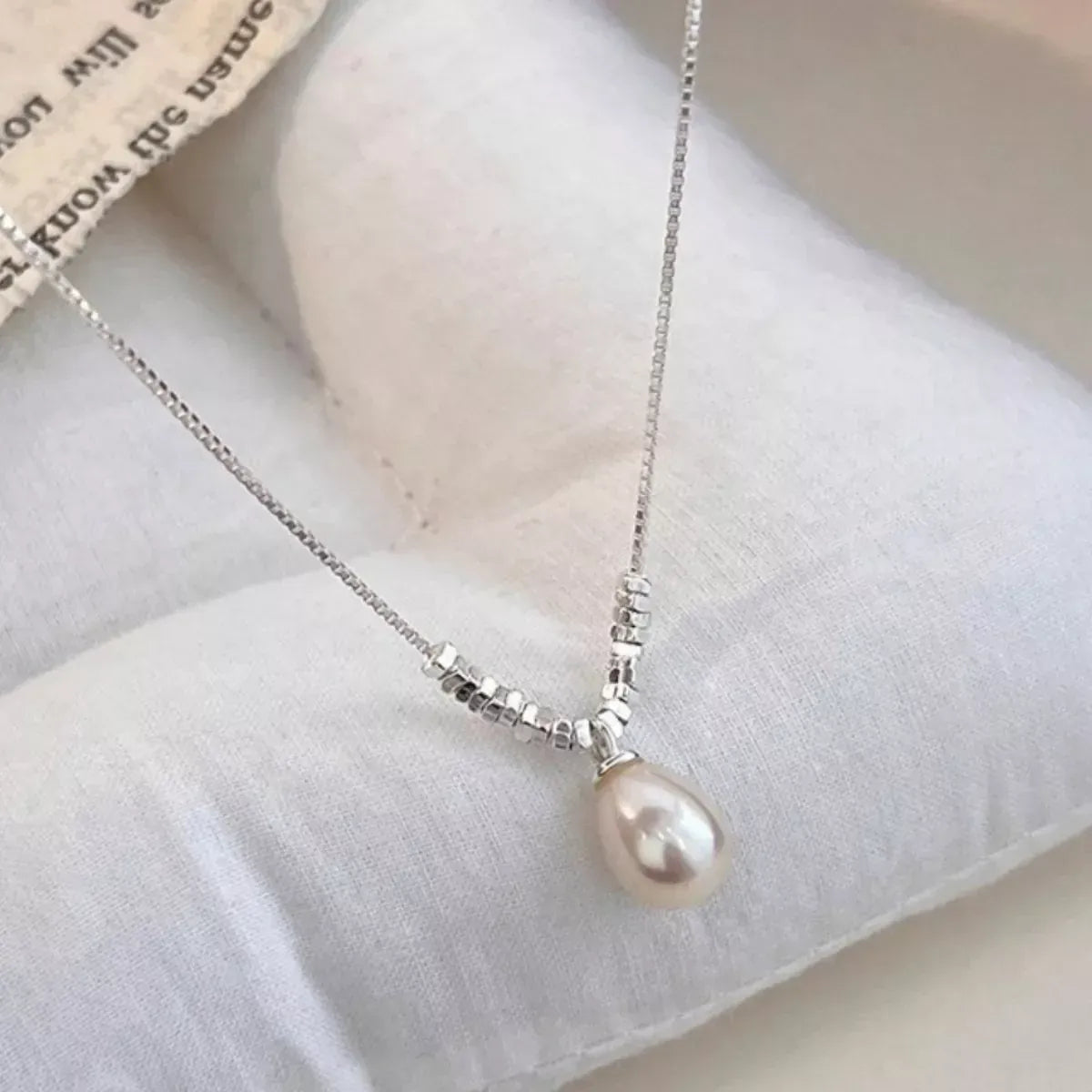 925 Sterling Silver Pearl Drop Necklace Necklace Silver / ONESIZE The Nichole Collection