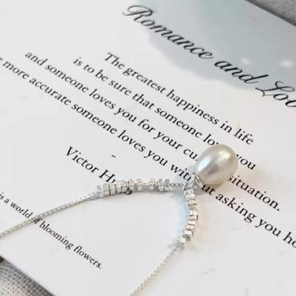 925 Sterling Silver Pearl Drop Necklace Necklace Silver / ONESIZE The Nichole Collection