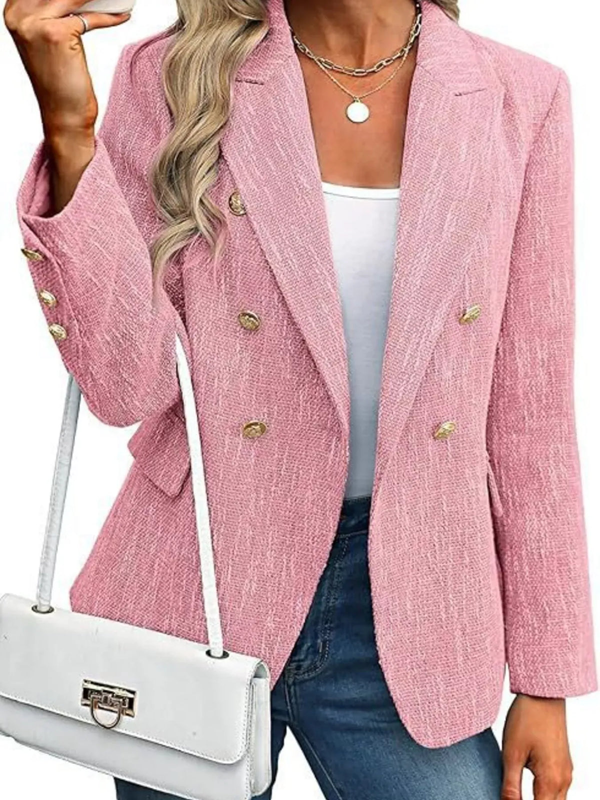 Double-Breasted Lapel-Collar Blazer The Nichole Collection - Official Site