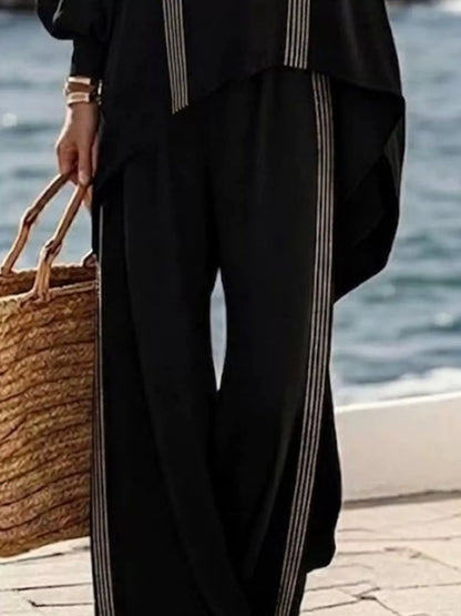 Striped Round-Neck Top & Pants Set The Nichole Collection - Official Site